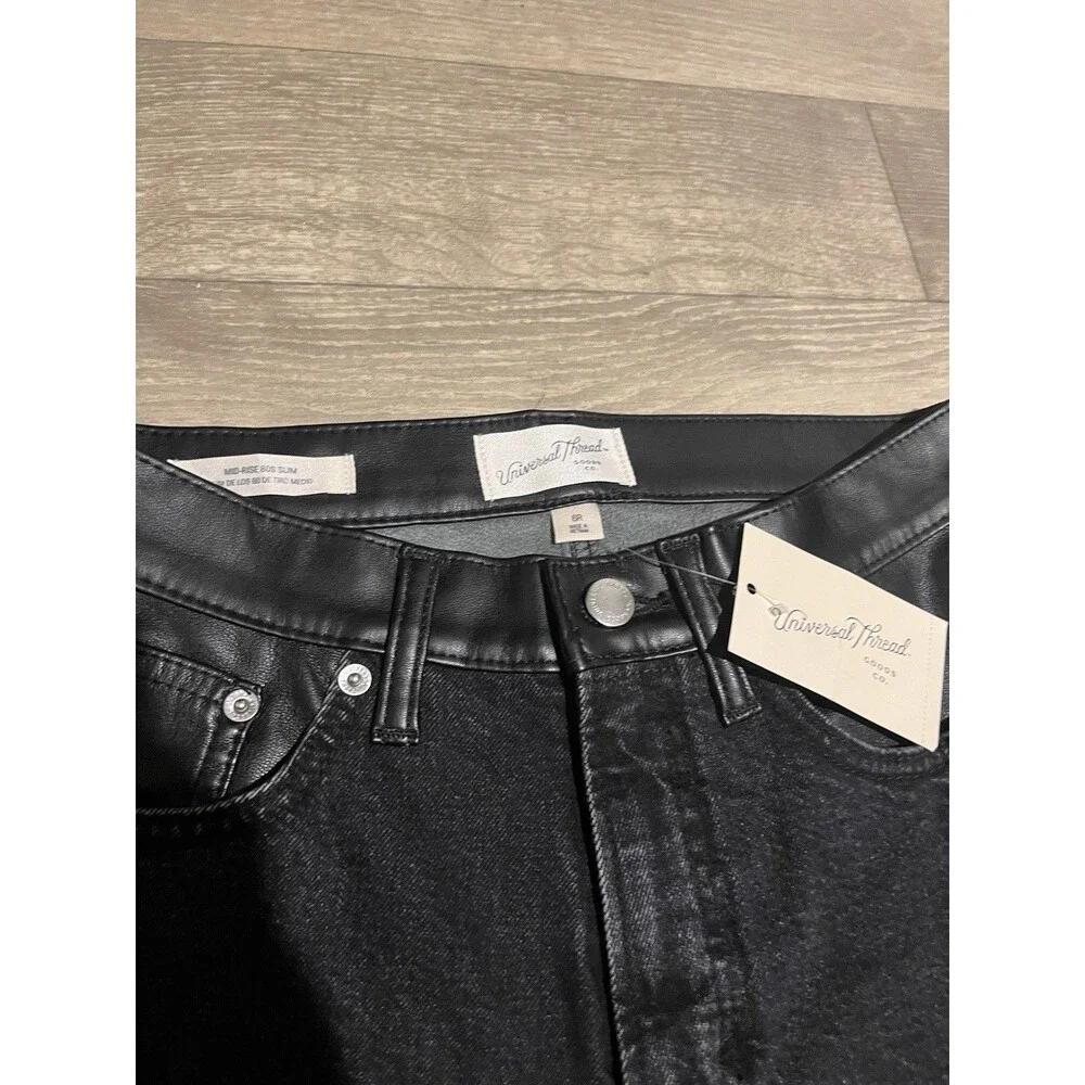 Universal Thread Women's Mid-Rise 80's Slim Fit Jeans Black Size 6R - Picture 3 of 8